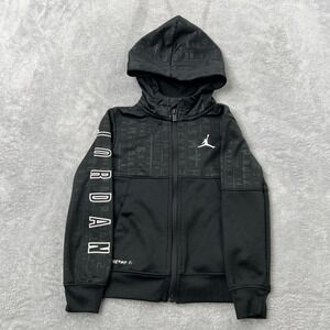 Jordan Boys Therma-FIT Full Zip Hoodie Black Logo Print 4T 5314-023